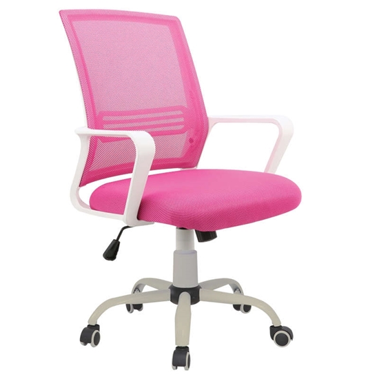 Picture of A1600-W WHITE/PINK MESH OFFICE ARMCHAIR