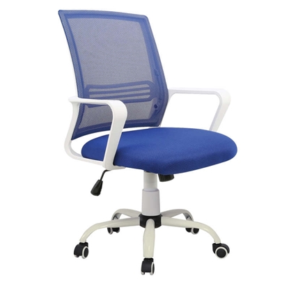 Picture of A1600-W WHITE/BLUE MESH OFFICE ARMCHAIR