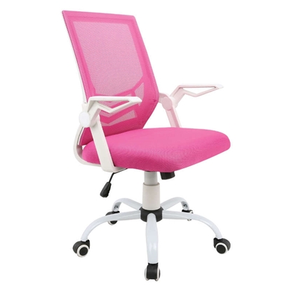 Picture of A1400-W WHITE/PINK MESH OFFICE ARMCHAIR