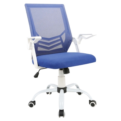 Picture of A1400-W WHITE/BLUE MESH OFFICE ARMCHAIR
