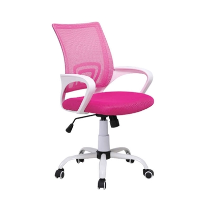 Picture of A1850-W WHITE/PINK MESH OFFICE ARMCHAIR