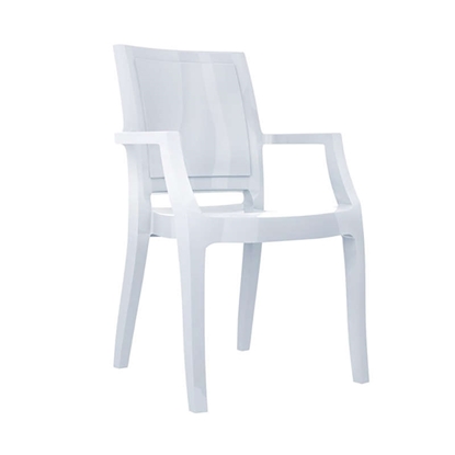 Picture of ARTHUR GLOSSY WHITE (4pcs/ctn) ARMCHAIR