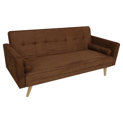 Picture of ELIZE THREE SEAT BROWN FABRIC SOFA BED 188X82cm.