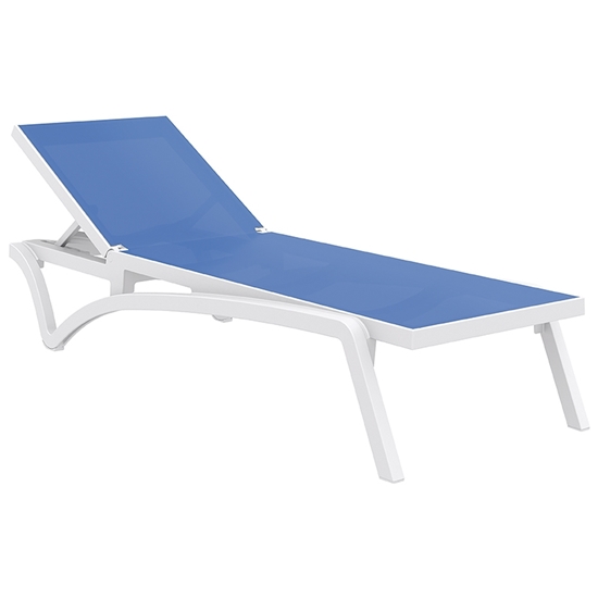 Picture of PACIFIC SUNLOUNGER WHITE/BLUE POLYPROPYLENE