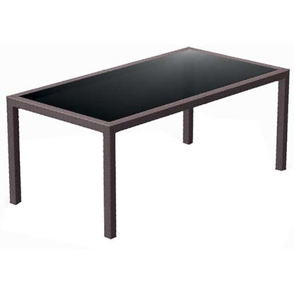Picture of TAHITI BROWN 180Χ94Χ75cm. TABLE WITH TEMPERED GLASS POLYPROPYLENE