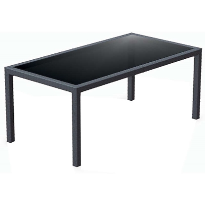 Picture of TAHITI DARK GREY 180Χ94Χ75cm. TABLE WITH TEMPERED GLASS POLYPROPYLENE