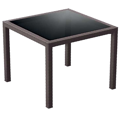 Picture of BALI BROWN 94Χ94Χ75cm. TABLE WITH TEMPERED GLASS POLYPROPYLENE