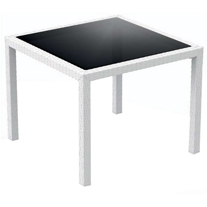 Picture of BALI WHITE 94Χ94Χ75cm. TABLE WITH TEMPERED GLASS POLYPROPYLENE