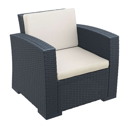 Picture of MONACO DARK GREY ARMCHAIR POLYPROPYLENE WITH CUSHIONS