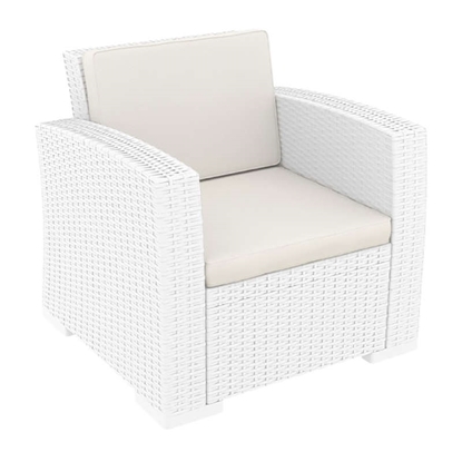 Picture of MONACO WHITE ARMCHAIR POLYPROPYLENE WITH CUSHIONS