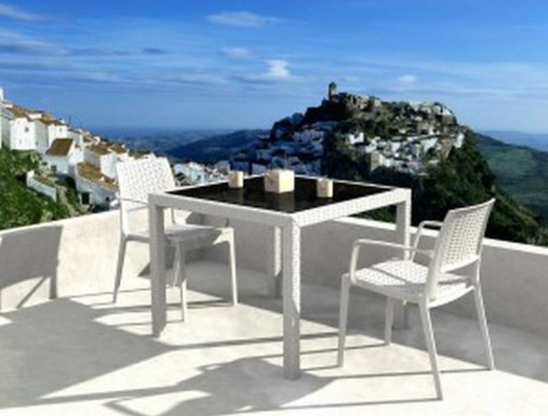 Τραπέζι με τζάμι - Λευκό 94x94x75 εκ. | Bali