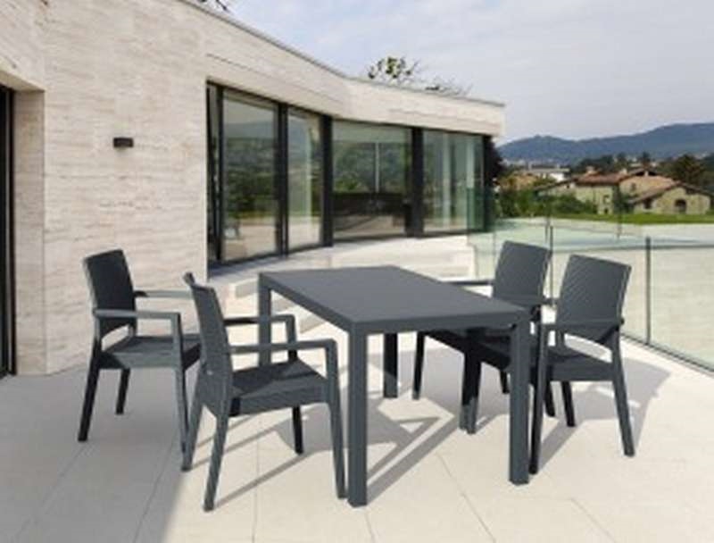Τραπέζι εξωτερικού χώρου - Σκούρο γκρι 140x80x75 εκ. | Orlando