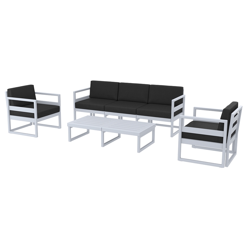 MYKONOS SET 3ΘΕΣ.SILVER GREY/ΜΑΞ. BLACK(3ΘΕΣ.+2ΠΟΛ.+ΤΡΑΠ 130εκ.)