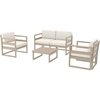 Picture of MYKONOS SET 2 SEATS TAUPE WITH BEIGE CUSHIONS (SOFA2S+2ARMC+TABLE65cm) POLYPROPYLENE