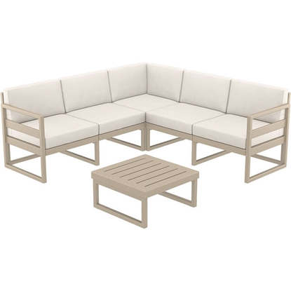 Picture of MYKONOS CORNER SET TAUPE WITH CUSHIONS (+TABLE65cm) POLYPROPYLENE