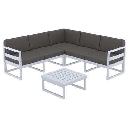 Picture of MYKONOS CORNER SET SILVER GREY WITH CUSHIONS (+TABLE65cm) POLYPROPYLENE