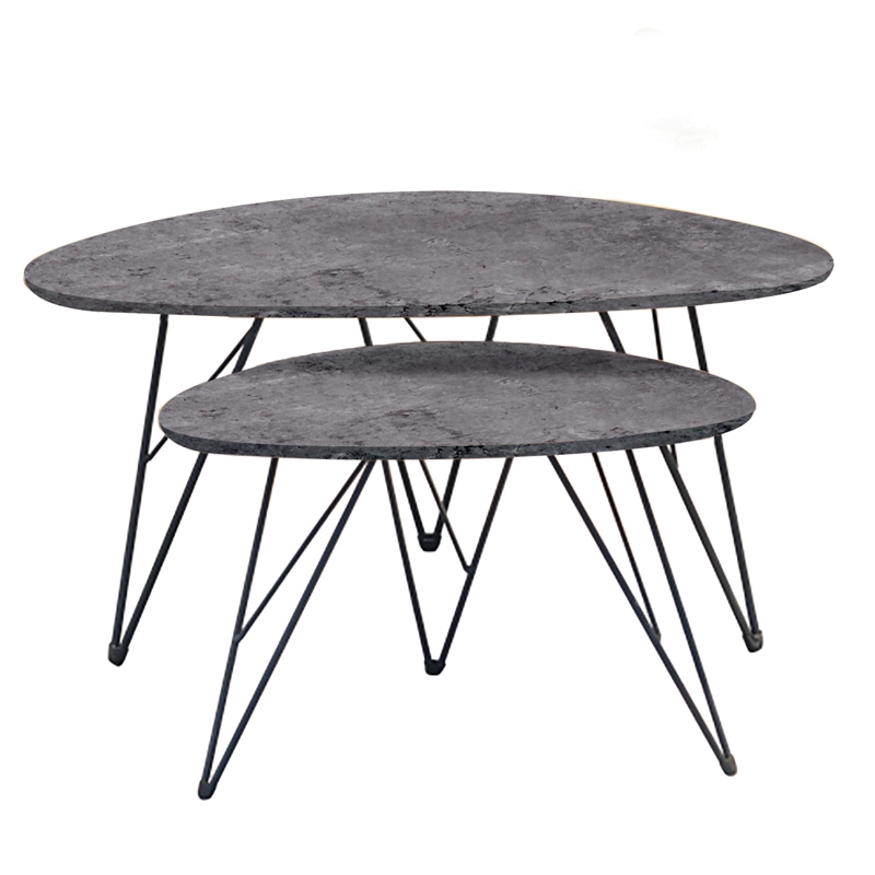 NANCY CONCRETE MDF ΣΕΤ 2 ΤΡΑΠΕΖΑΚΙΑ 90X60X45-60X40X39εκ.
