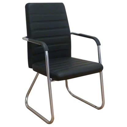 Picture of CALVIN BLACK PU VISITOR ARMCHAIR/CHROME FRAME