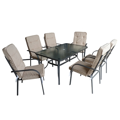 Picture of RASTA SET 1TABLE 150X90X70cm. /6 CHAIRS STEEL