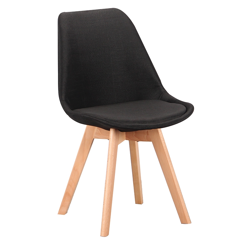 Καρέκλα Τραπεζαρίας Ξύλινη 4τμχ Billy Black Ύφασμα 49x55x83εκ.