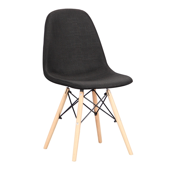 Εικόνα από Καρέκλα Ξύλινη 4τμχ Lily Black Ύφασμα 48Χ55Χ82εκ.