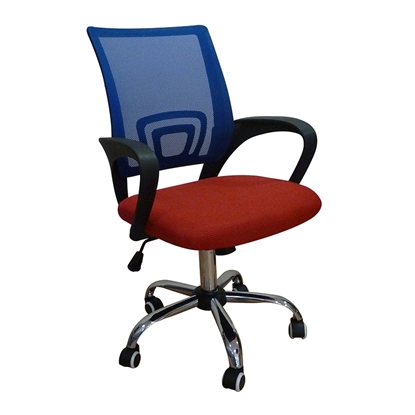 Picture of A1850 CHROME BASE/RED-BLUE MESH OFFICE ARMCHAIR