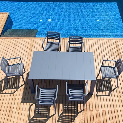 Εικόνα της Σετ Τραπεζαρίας 7τμχ Vegas Artemis Dark Grey 100X180/220Χ75εκ.