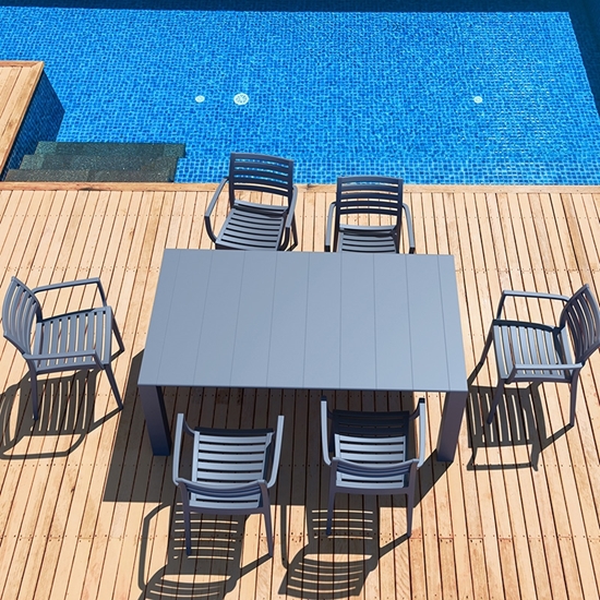 Εικόνα από Σετ Τραπεζαρίας 7τμχ Vegas Artemis Dark Grey 100X180/220Χ75εκ.