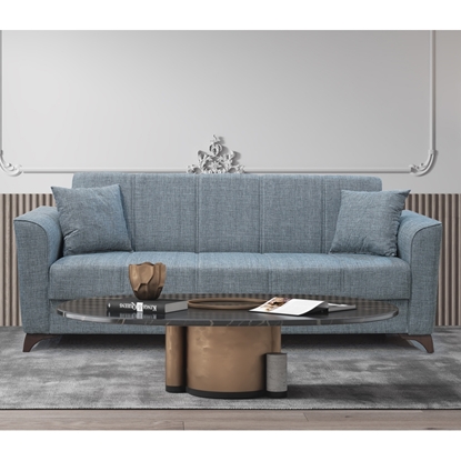 Picture of SILIA THREE SEAT SILVER GREY FABRIC SOFA BED WITH STORAGE SPACE 210X80cm.