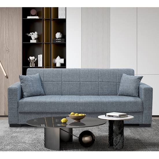 Picture of ROVER THREE SEAT SILVER GREY FABRIC SOFA BED WITH STORAGE SPACE 210X80cm.