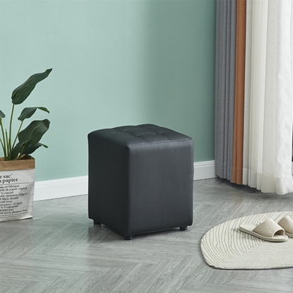 Picture of CUBE STOOL BLACK PU 35X35X42cm.