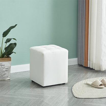 Picture of CUBE STOOL WHITE PU 35X35X42cm.