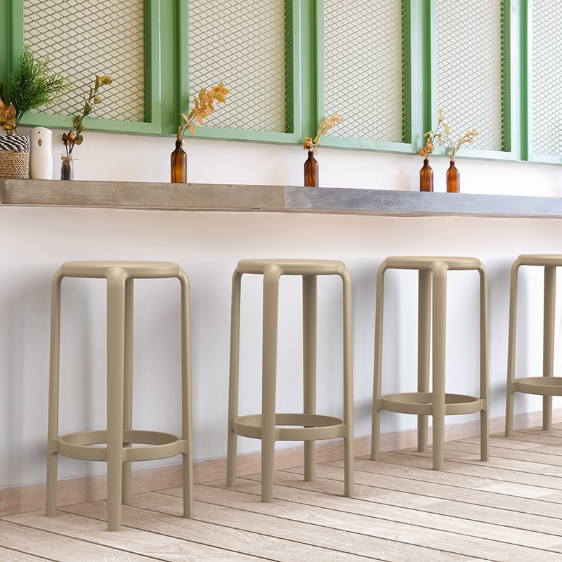 Στοιβαζόμενο σκαμπό μπαρ - Taupe 36x36x65 εκ. | Tom