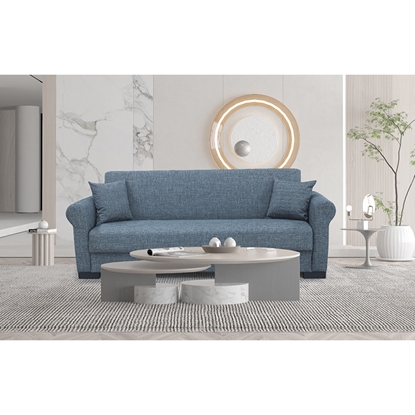 Picture of ANGEL THREE SEAT SILVER GREY FABRIC SOFA BED WITH STORAGE SPACE 210X80cm.