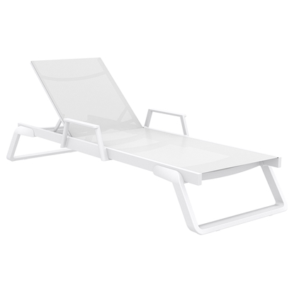 Picture of TROPIC SUNLOUNGER WITH ARMS WHITE/WHITE ALUMINIUM/POLYPROPYLENE
