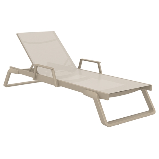 Picture of TROPIC SUNLOUNGER WITH ARMS TAUPE/TAUPE ALUMINIUM/POLYPROPYLENE