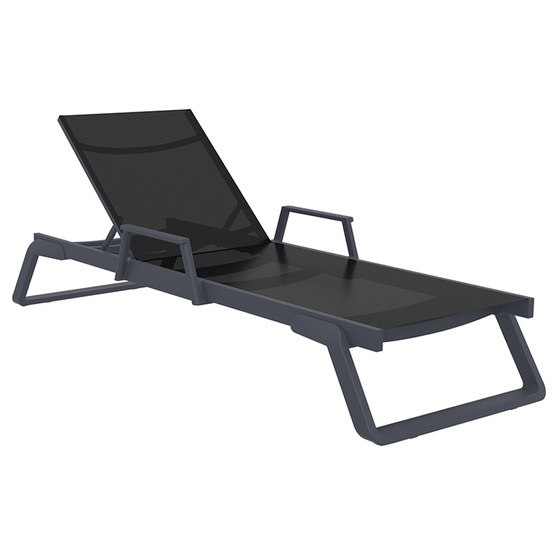TROPIC ΞΑΠΛΩΣΤΡΑ ΜΕ ΜΠΡΑΤΣΑ DARK GREY/BLACK ΑΛΟΥΜ-ΠΟΛ/ΝΙΟΥ 210X72X31εκ.