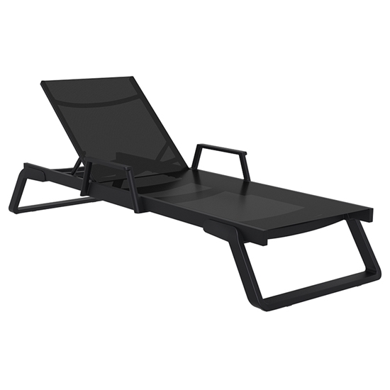 Picture of TROPIC SUNLOUNGER WITH ARMS BLACK/BLACK ALUMINIUM/POLYPROPYLENE