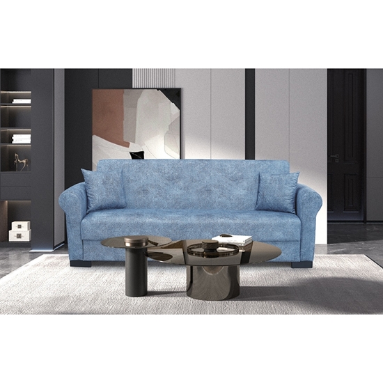 Picture of ANGEL THREE SEAT BLUE GREY FABRIC SOFA BED WITH STORAGE SPACE 210X80cm.