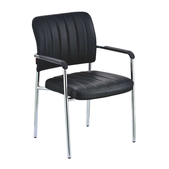 Picture of OLIVER BLACK PU VISITOR ARMCHAIR CHROME FRAME