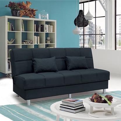 Picture of FELINA THREE SEAT BLACK FABRIC SOFA BED WITH STORAGE SPACE 180X90cm.