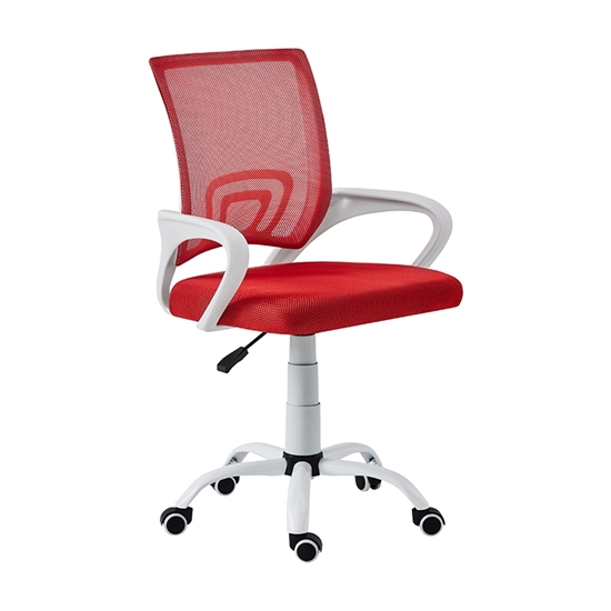 Picture of A1850 SW WHITE/RED MESH OFFICE ARMCHAIR