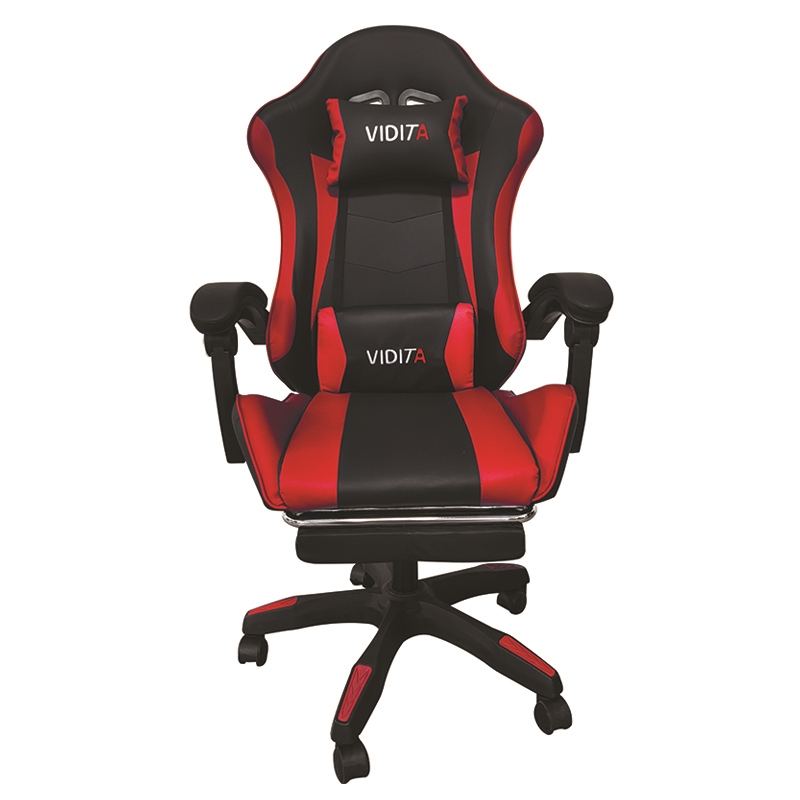 Πολυθρόνα gaming με υποπόδιο - Μαύρο/κόκκινο 64x62x113-121 εκ.