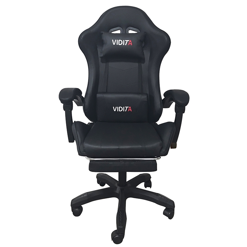 Πολυθρόνα gaming με υποπόδιο - Μαύρο 64x62x113-121 εκ.