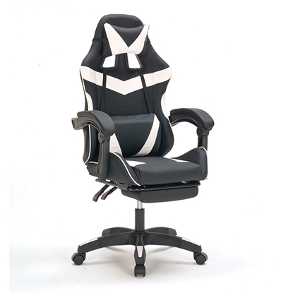 Εικόνα της A9937 ΜΑΥΡΟ/ΛΕΥΚΟ PVC ΠΟΛΥΘΡΟΝΑ GAMING/ΜΕ ΥΠΟΠΟΔΙΟ