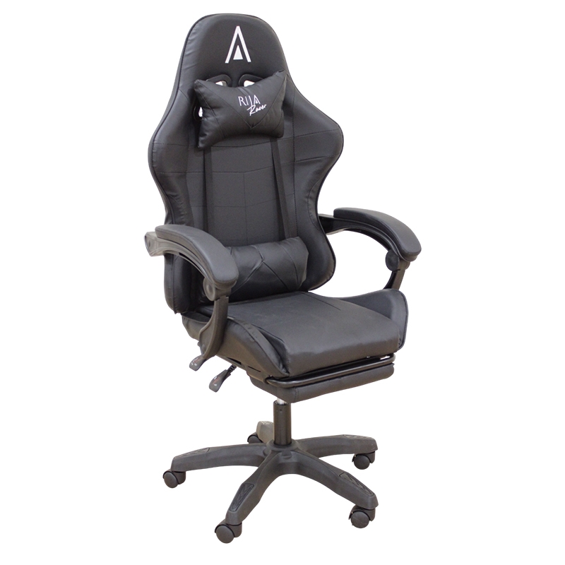 Πολυθρόνα gaming με υποπόδιο - Μαύρο 61x62x45-118/54-127 εκ.