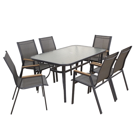 Εικόνα από SELBY SET ΤΡΑΠΕΖΑΡΙΑΣ 7ΤΜΧ ΑΝΘΡΑΚΙ 140Χ80εκ.