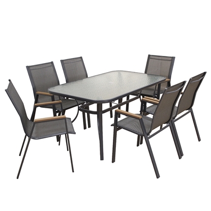 Εικόνα της SELBY SET ΤΡΑΠΕΖΑΡΙΑΣ 7ΤΜΧ ΑΝΘΡΑΚΙ 150Χ90εκ.