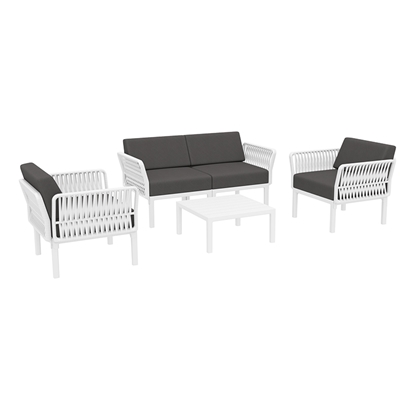 Εικόνα της PORTOFINO LOUNGE SET 2ΘΕΣ.WHITE/ΜΑΞ. DARK GREY(2ΘΕΣ.+2ΠΟΛ.+ΤΡΑΠ 33εκ.)