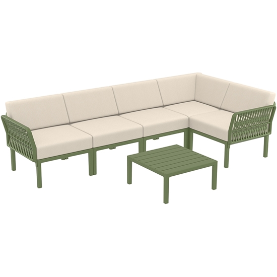 Εικόνα από PORTOFINO LOUNGE SET ΓΩΝΙΑ OLIVE GREEN/ΜΑΞ. BEIGE(+ΤΡΑΠ.33εκ.)